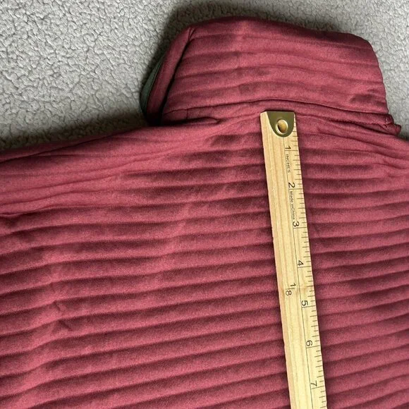 L.L. Bean Pullover Mens Medium Airlight Knit Red Textured Snap Mock Neck Casual - Picture 10 of 11